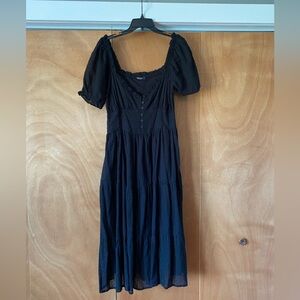 Nasty Gal Black Button-Front Midi Dress